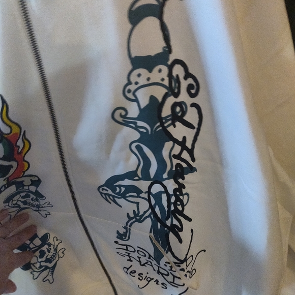 Ed Hardy NWT flaming ☠️ Zip-Up Hoodie Size XXL - Picture 4 of 12